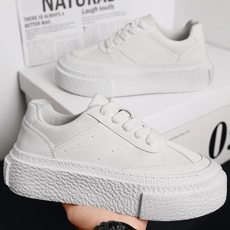 Heren Casual Schoenen met Leren Bovenwerk, Dikke Bodem Elevator Sneakers, Comfortabele Antislip Heren Wandelschoenen voor Dagelijks Gebruik