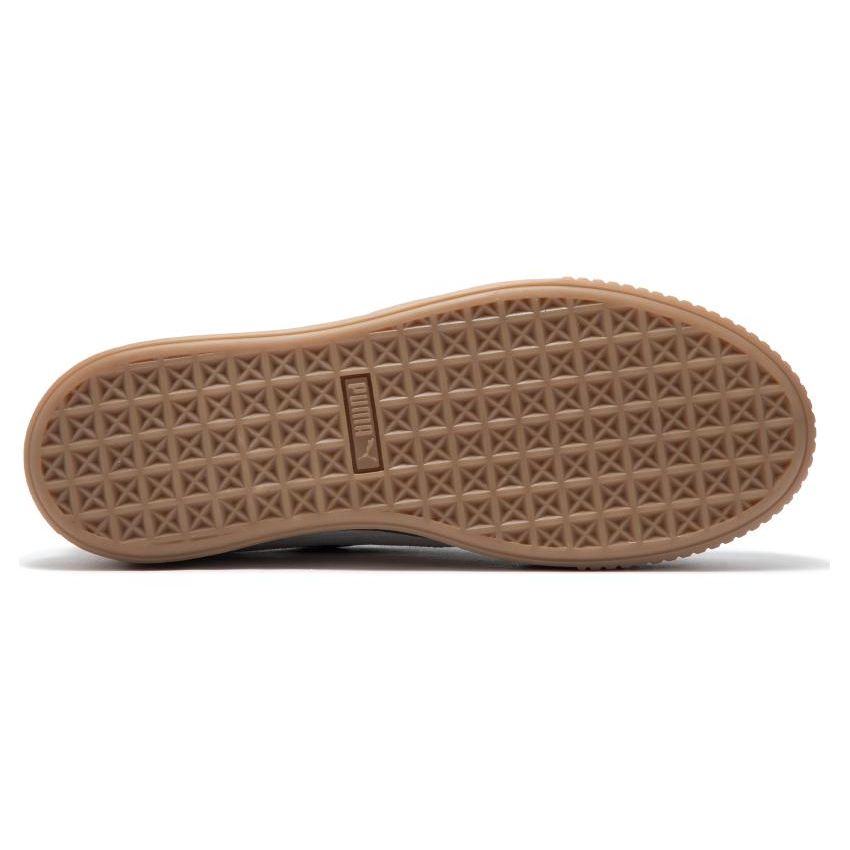 Puma Basket Platform Leder Runde Zehenpartie Schnürschuhe Low-Top Sneakers Damen-Sneakers Schwarz 394369-02