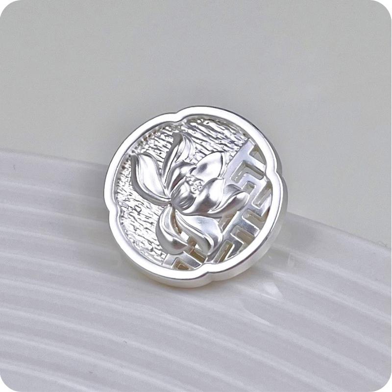 10pcs Metal Button Clothing Bag DIY Craft High-Grade Hollow Out Decorative Engrave Lotus Chinese Style Buttons Accessories