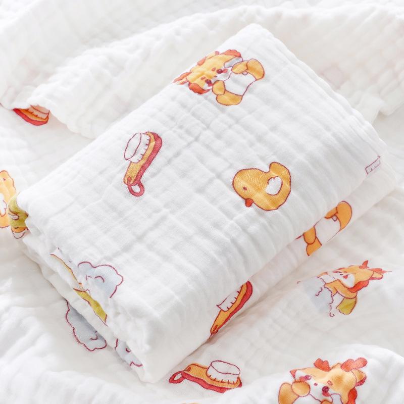 High-Density Six-Layer Pure Cotton Baby Bath Towel and Swaddling Blanket for Newborns and Children