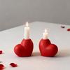 Modern Abstract Red Heart Ceramic Candle Holder Craft Bookshelf Ornament Wedding and Holiday Candle Base 3D Heart Candle Holder