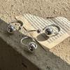 Anelli in Argento Sterling 925 per Donne Coppia Minimalista Fatti a Mano Semplice Retro Anello Sfera Grande Gioielli Raffinati Regalo Previene Allergie