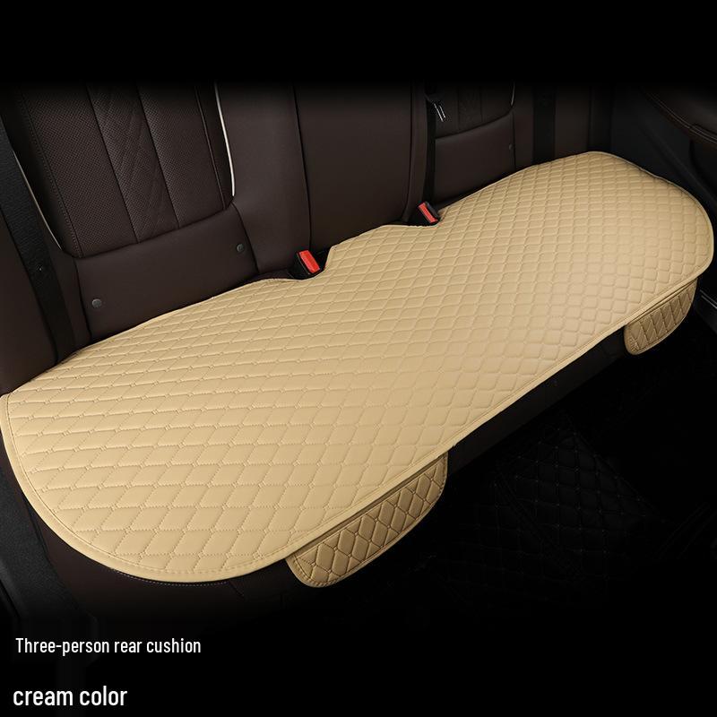 Universal Leather Car Seat Cushion Set with Backrest, Tie-Free Design, Four Seasons Use