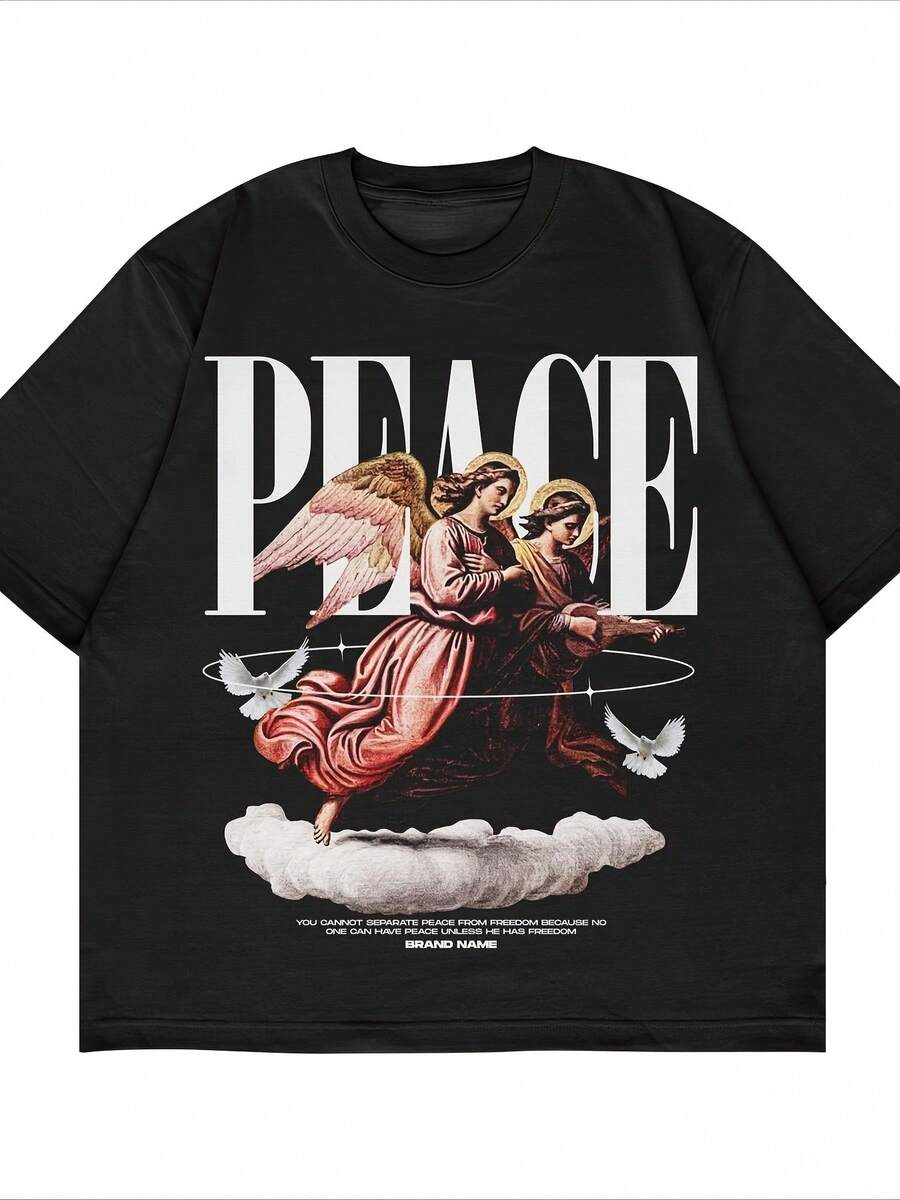 Classic Retro TShirt Digital Printing Casual Crew Neck Short Sleeves Regular Fit AllSeason S