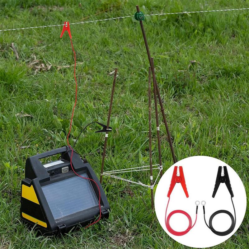 Electric Fence Alligator Clips 2 PCS Electric Fence Jump Cable with Crocodile Clip Alligator Clips Cable for Solar Fence