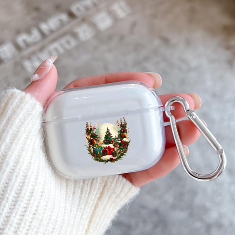 Merry Christmas Silicone Case For Apple Airpods 1 or 2 Shockproof Cover For AirPods 3 Pro Pro2 Transparent Earphone Protector
