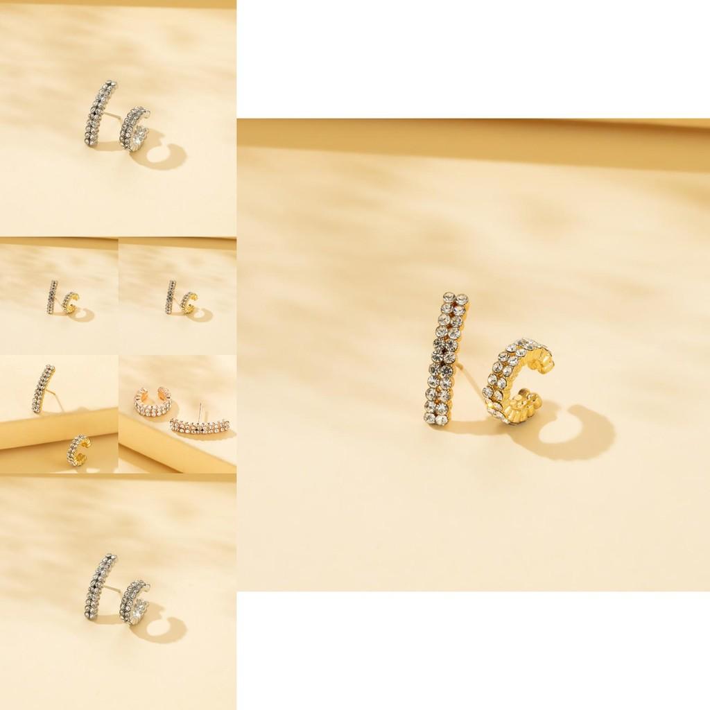 Elegant Fashionable Alloy Double Row Rhinestone Earrings Set For Women
