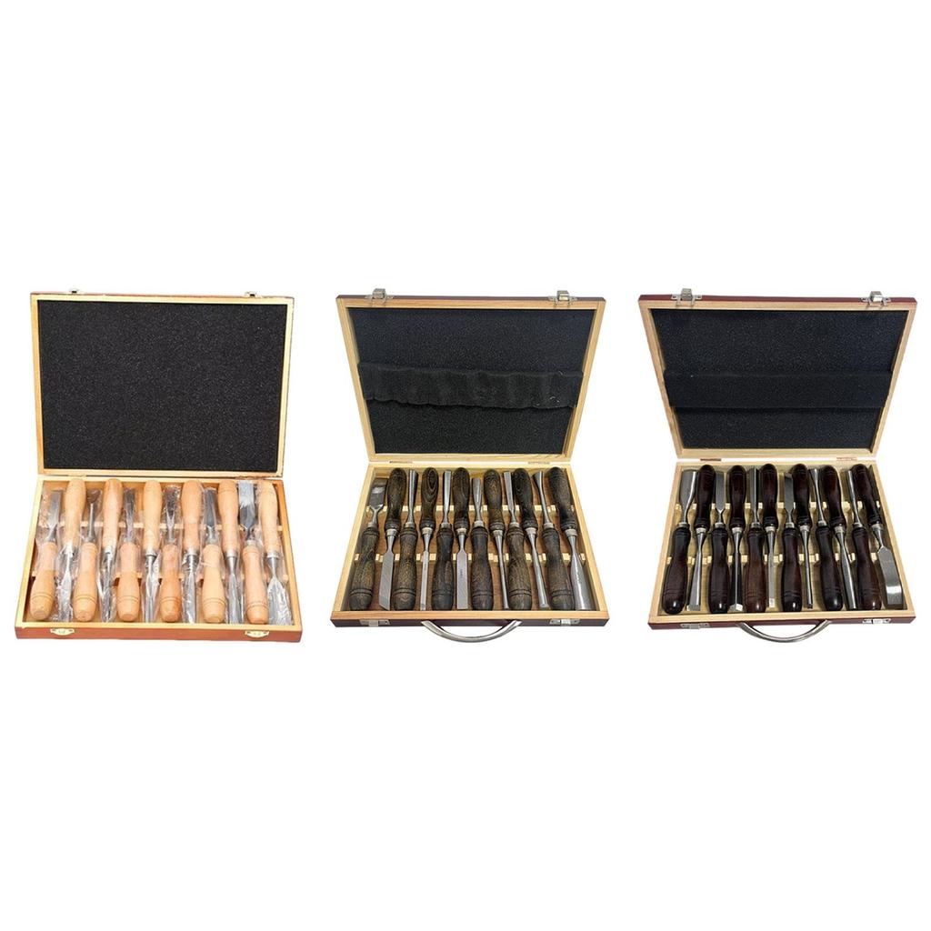 Woodworking Carving Chisel Set CRV 60 Steel Blade Wooden Handle with Box for Carved Tool Kitchen and DIY Engraving Tasks