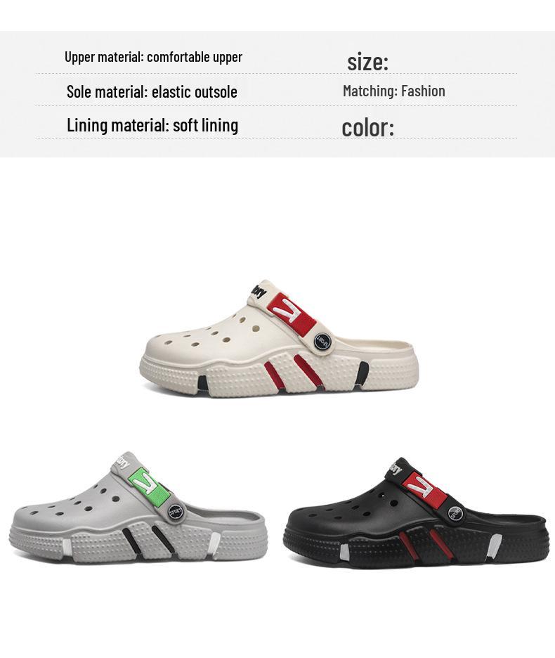 Men's Oversized Hollow Garden Shoes - Soft Sole Casual Sandals & Slippers for Outdoor Beach Fashion