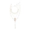 Rhinestone Cross Star Pendant Necklace Set for Women Crystal Y-shaped Necklace Y2K Party Jewelry Accessory