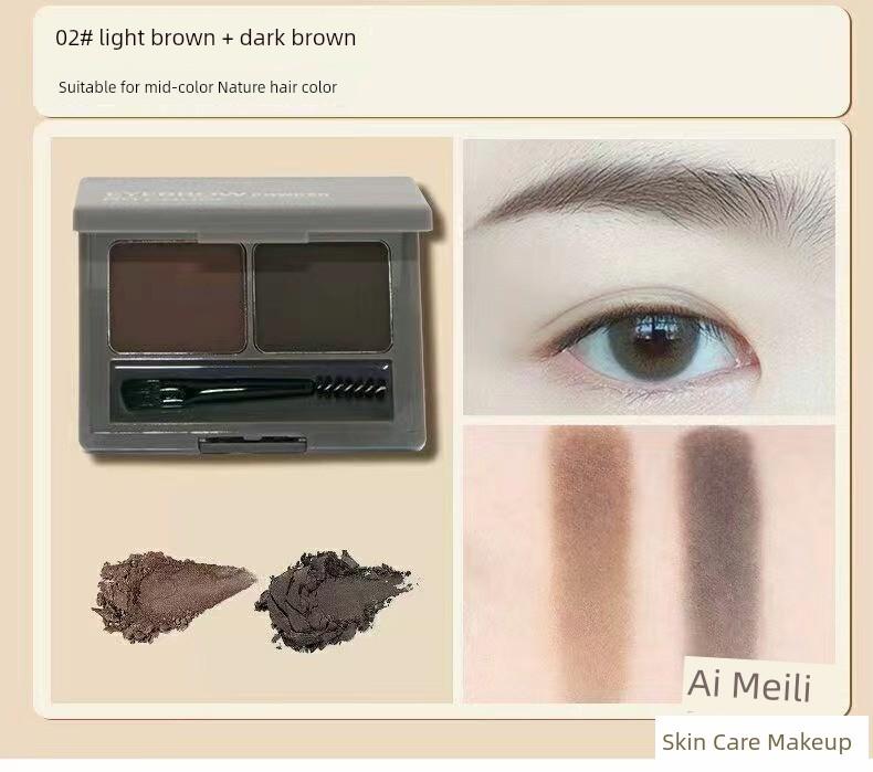 Yizimei Eye Skill Big Coffee Two-Color Eyebrow Powder Yizimei Elssme Gray Smoky Gray Dark Coffee Light Coffee Black Men and Women