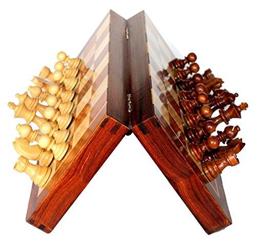 StonKraft Handcrafted Premium Wood 31 x 31 cm Chess Set - Rosewood Folding Magnetic Set with Storage