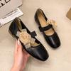 Flat bottom gentle Mary Jane single shoes women's shoes 2025 spring and autumn French flowers with skirt ballet evening shoes