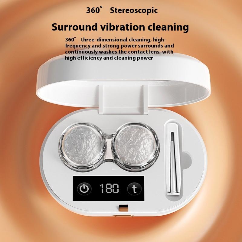 Electric With 3 Timing Modes Contact Lens Cleaner Ultrasonic Contact Lens Cleaner 360Degree High-Frequency Vibration For Home Travel