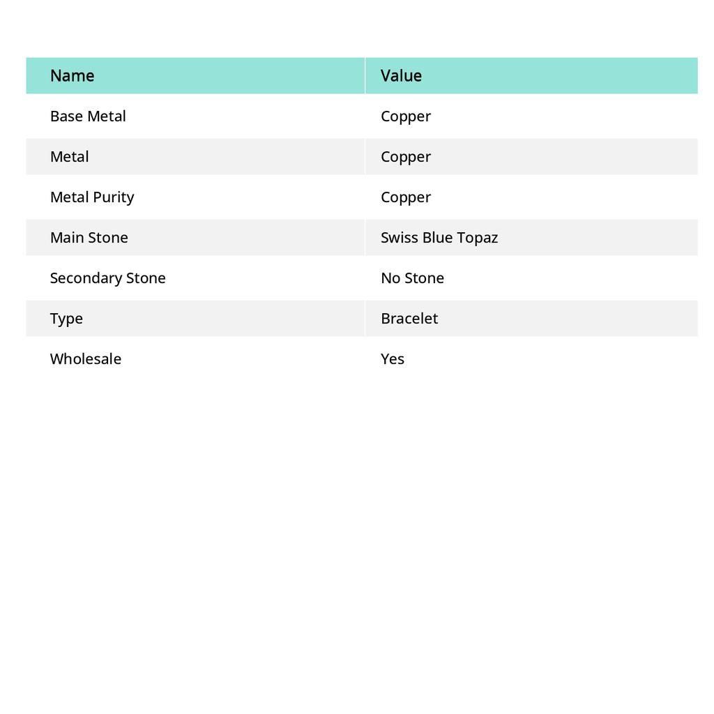 Natural Swiss Blue Topaz Gemstone Handmade Copper Wire Wrap Bracelet 7-8" Q1K48