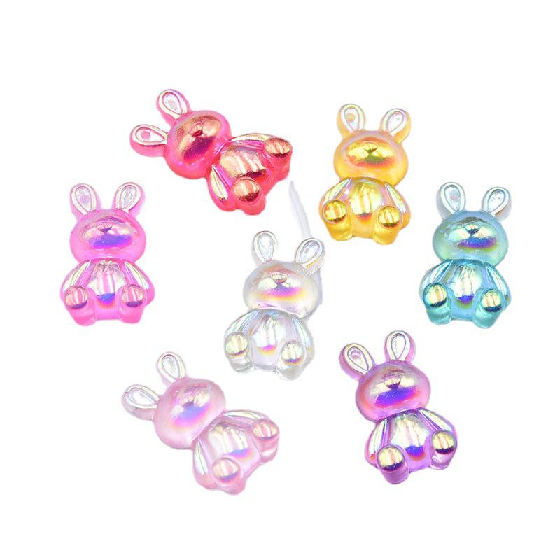 AB Colored Resin Electroplated Rabbit Earrings - DIY Jewelry Accessories