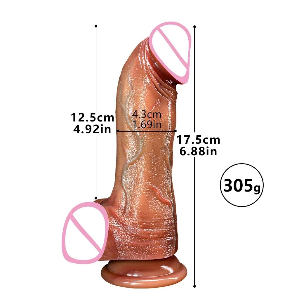 Soft Huge Silicone Giant Dildo Thick Cock Suction Cup Adults Dick Realistic Masturbators Double Layer Penis Women Anal Sex Toy