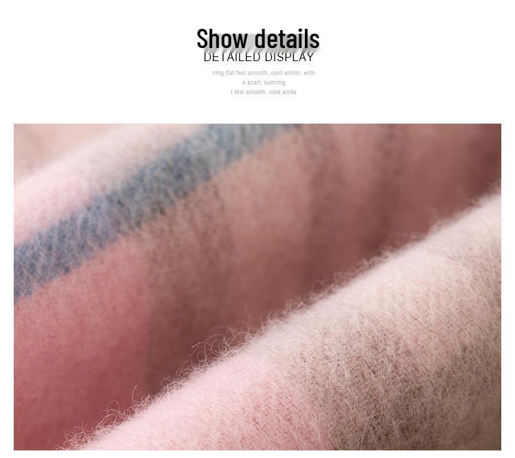 Korean Style Premium Women's Wool Scarf - Autumn/Winter British Plaid Shawl