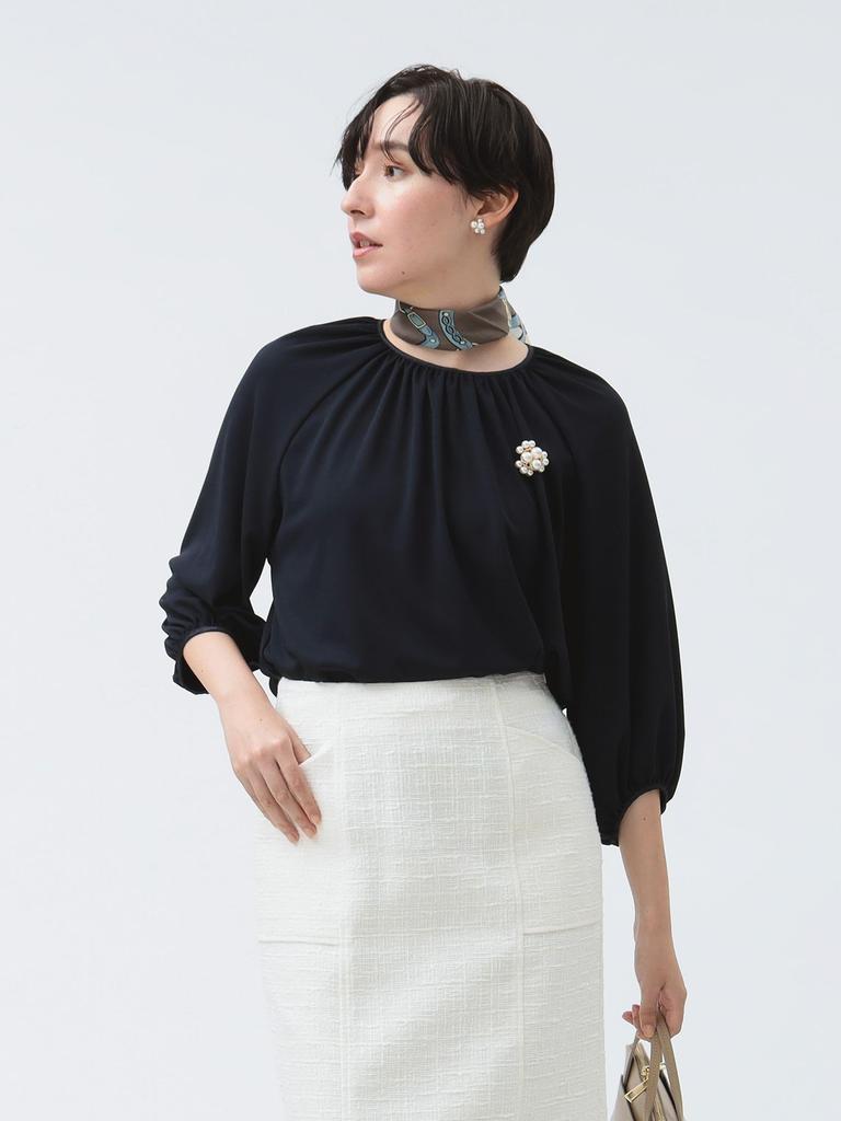 B:MING LIFE STORE by BEAMS Women's Navy Tricot Balloon Pullover (Sizes S-M)