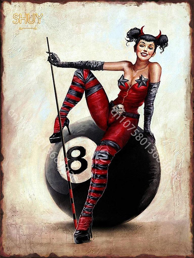 Vintage Darts Billiards Pinballs Metal Tin Signs - Bar Club Pub Wall Decor, Entertainment Venues Home Plaques