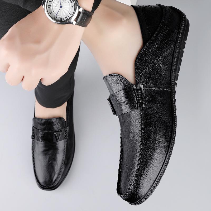 Fashion Casual Slip-On Shoes 2025 Men's Genuine Leather Loafers Comfortable Soft Sole Breathable Driving Moccasins for Men Size 36-45