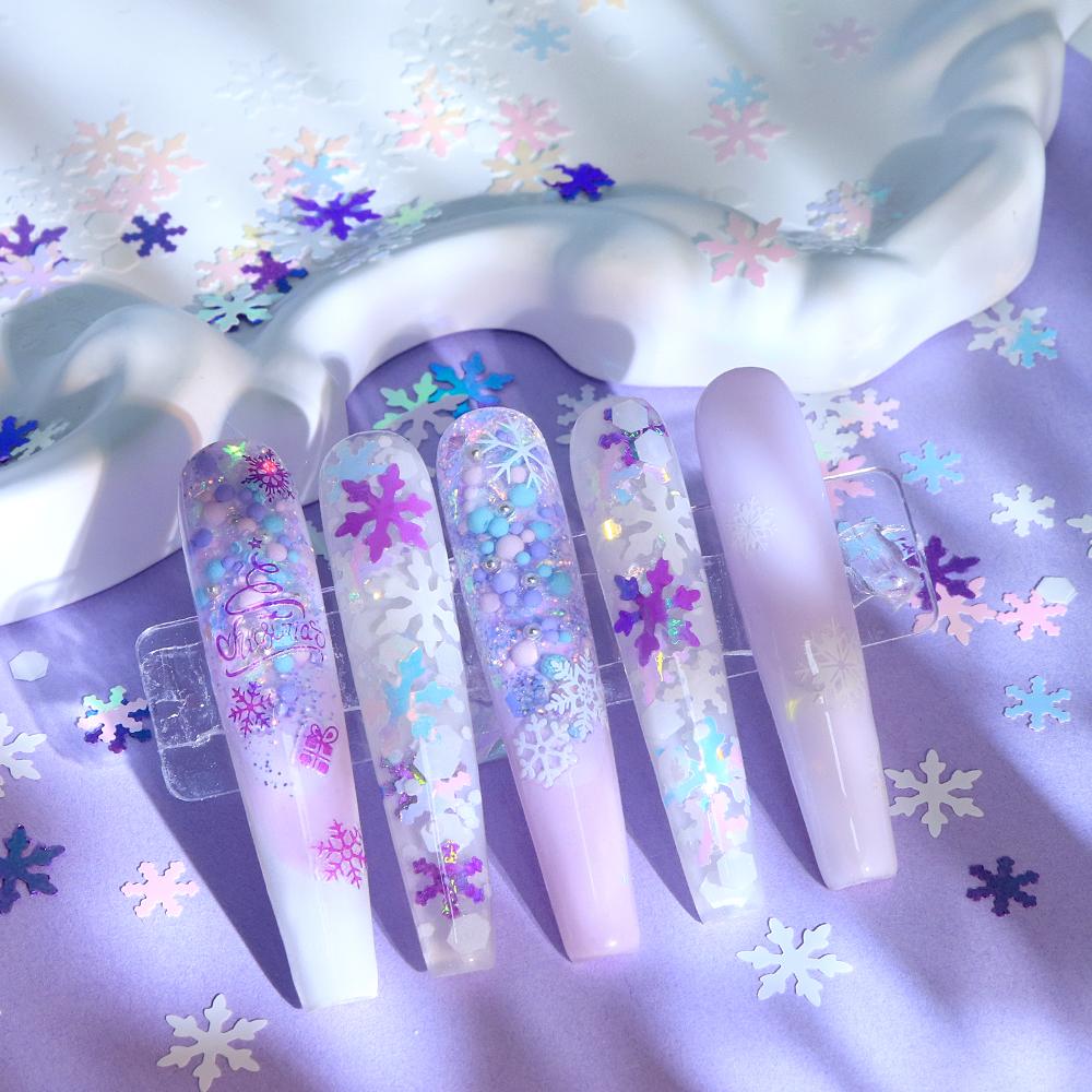 1bag 5g Christmas Nail Art Sequins, Snowflake Naisl Glitter, Festive Nail Decorations, Sparkling Snowflake Nail Accessories, DIY Manicure Design