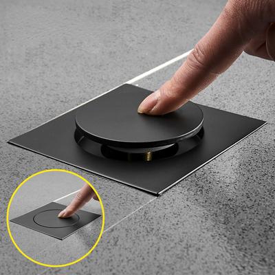 Pop Up Foot Floor Drain Brass Chrome Anti-odor Bath Drains Push Down Deodorization Square Matte Shower Room Cover Plug