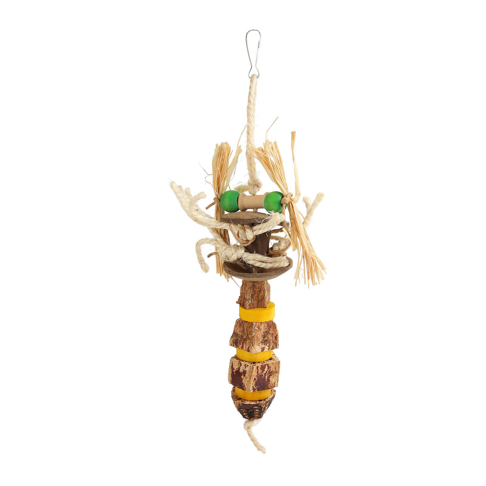 Parrot Nut Chew Toys Natural Healthy Hand Knitted Bite Resistant Bird Hanging Wood Blocks Chew Toy