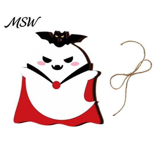 Seasonal Wooden Decorations Halloween Ghost Hanging Sign with Hemp Rope, Cute Rustic Pendants for Home Party Wall Holiday Decor