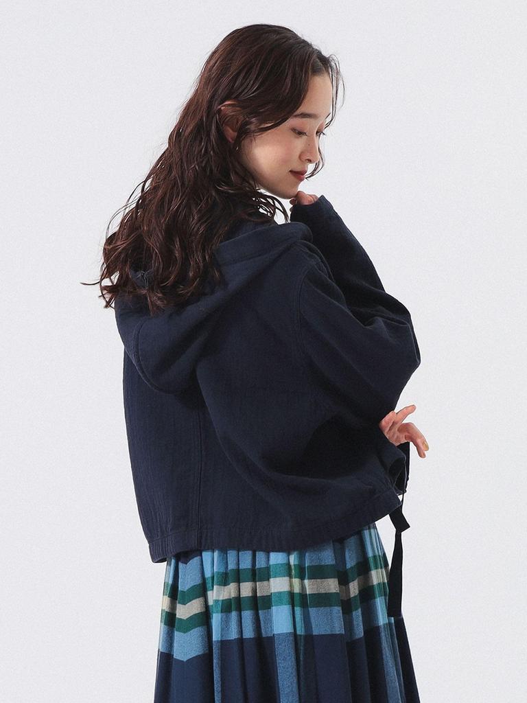 Beams Boy Women's Cotton Military Hooded Blouson Jacket, D.Navy, Free Size