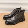 Men's Shoes Brock High-top Leather Shoes British Martin Boots Korean Version Casual Trendy Shoes Fashion Business Dress Leather Shoes
