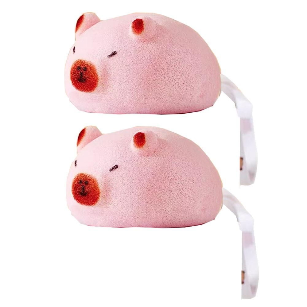 

2 шт. Отшелушивающая мочалка для тела в виде капибары, милая капибара, средство для удаления омертвевшей кожи, для дома розовый