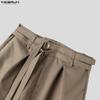INCERUN Men Double Buckle Belt Drape Loose Fit Wide Leg Pants Long Trousers