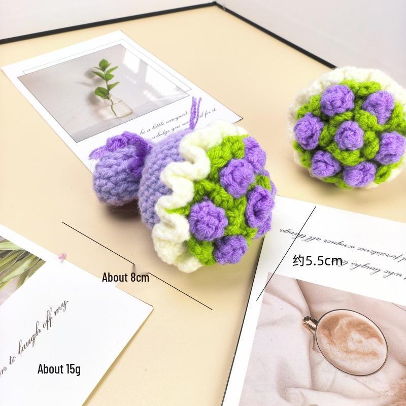 Creative DIY Crochet Rose Flower Keychain Plush Doll Accessories