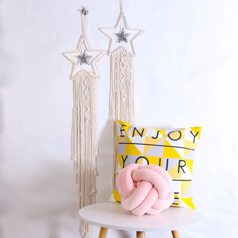 Girls Boho Moon Star Dream Catcher Handmade Wall Hanging Woven Dreamcatcher With Light For Bedroom