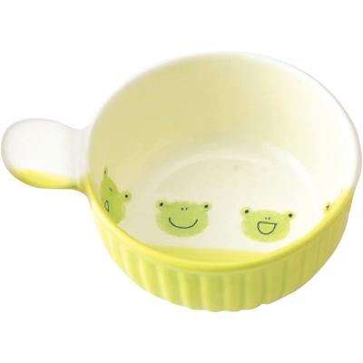 Banko Ware Oven Safe Kids Soup Cup Plate Diameter 11cm Children Tableware Pottery Microwave Dishwasher Safe Made In Japan 12679 One-handed Frog-kun