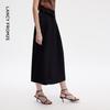 LANCY Elegant Commuter Black Midi Skirt