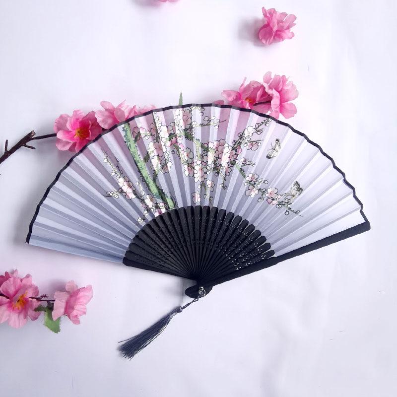 Vintage Bamboo Silk Women's Folding Fan - Portable Dance Gift