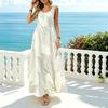 Women's Sleeveless Beach Maxi Dress Minimalist Leaf Pattern,Lightweight Flowy,Elegant Swing,Flattering Vacation Casual Dress for Romantic Vibes