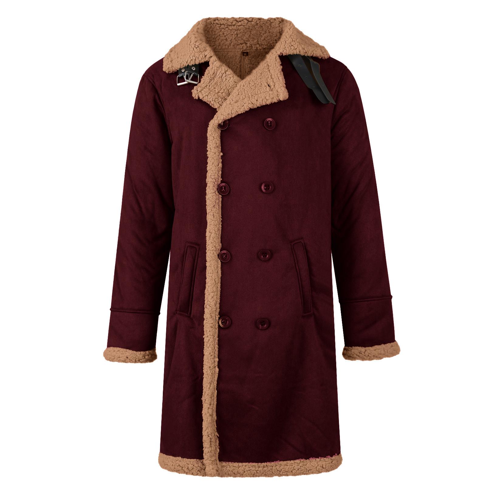 

Мужское утолщенное пальто с длинными рукавами, флисовая куртка из искусственной кожи, верхняя одежда XXXXXL винный