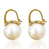 Large pearl pendant earrings, classic round pearl Huggie women's earrings, elegant wedding and daily jewelry gifts