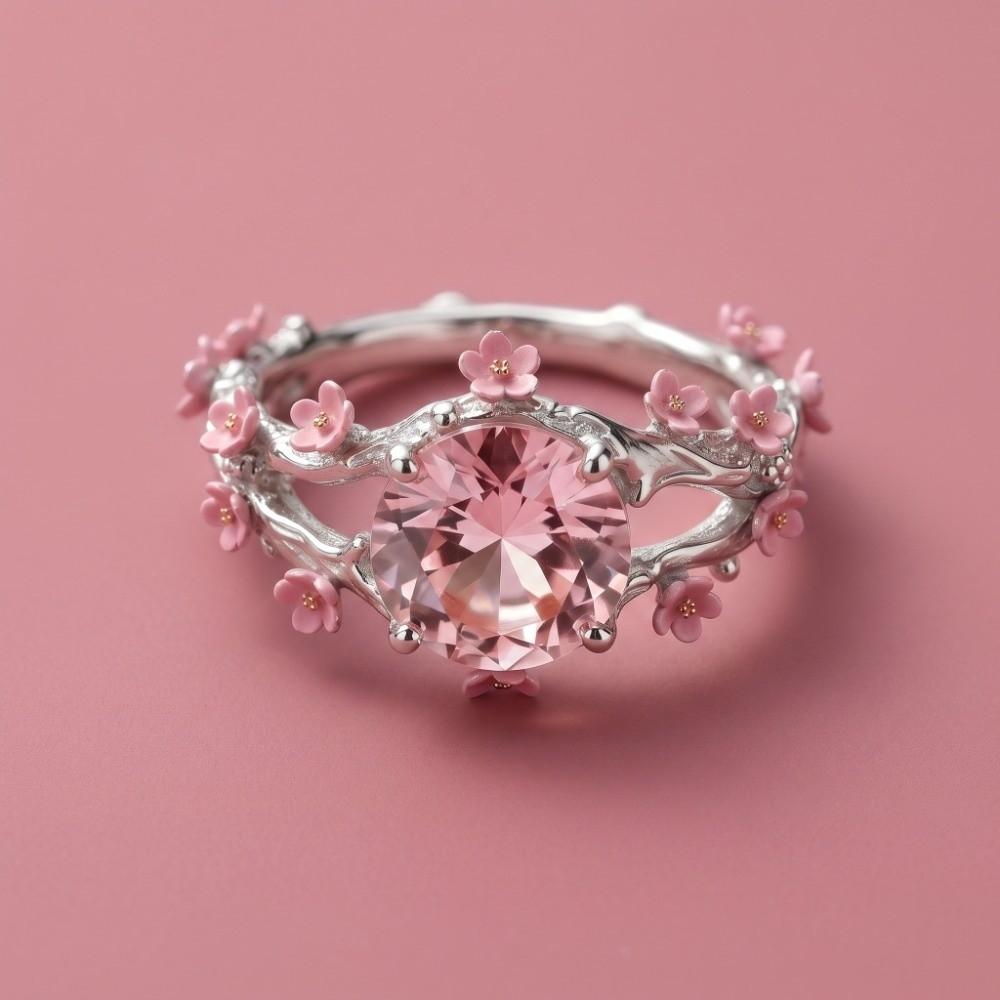 Light Luxury Flower Crystal Ring Elegant Finger Jewelry Gifts for Women Rhinestone Ring Girls