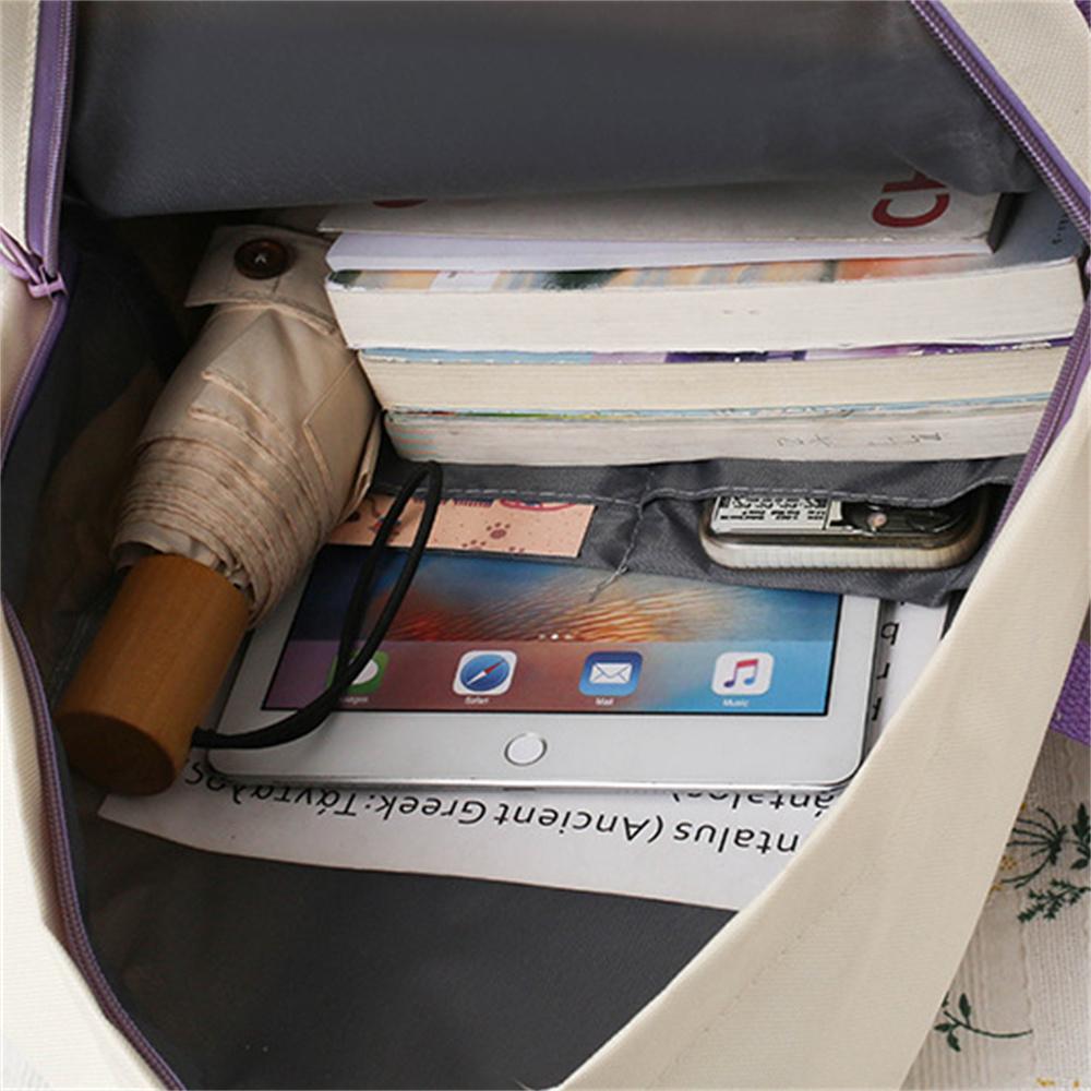 New Five-Piece Backpack Korean Style Contrast Color Canvas Bag