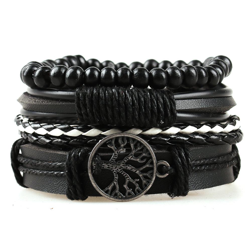 Unisex Handmade Woven Leather Bracelet - European and American Style Jewelry