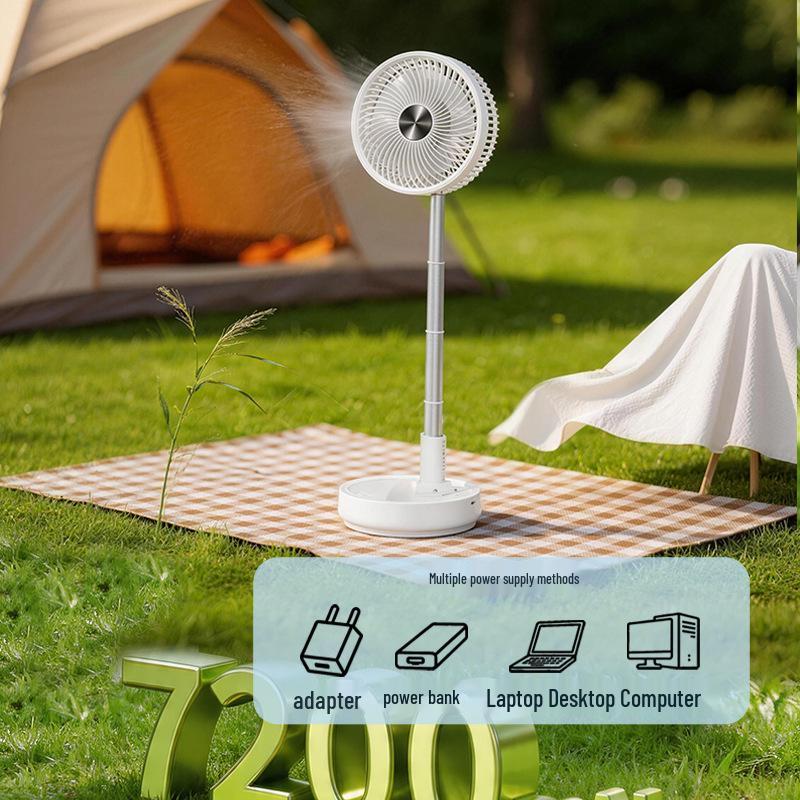 8-Inch Portable Folding Fan with Timer, Telescopic Swivel Head, USB Charging, Remote Control, for Household or Bedside Use.