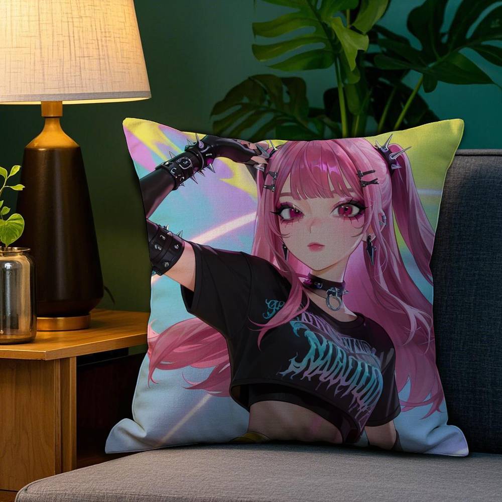 Pillow Case Anime K-Kpop Demon Hunters Plush Fabric Soft Double Sided Print Home Sofa High Quality Cushion Cover Throw