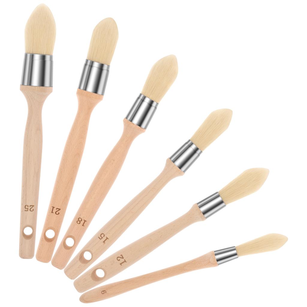 3/6 Pcs Trim Painting Brush Set Round and Pointed Edge Painting Brush Wooden Handle Paintbrush Edge Painting Tools for Door Wall