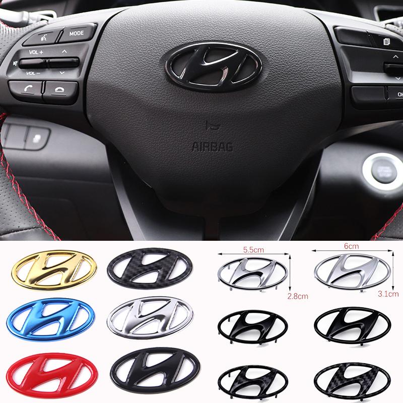 ABS Car Steering Wheel Emblem Sticker Accessories For Hyundai Genesis N-LINE I10 I20 I30 I40 IX20 IX35 Kona Getz Veloster Tucson XX3