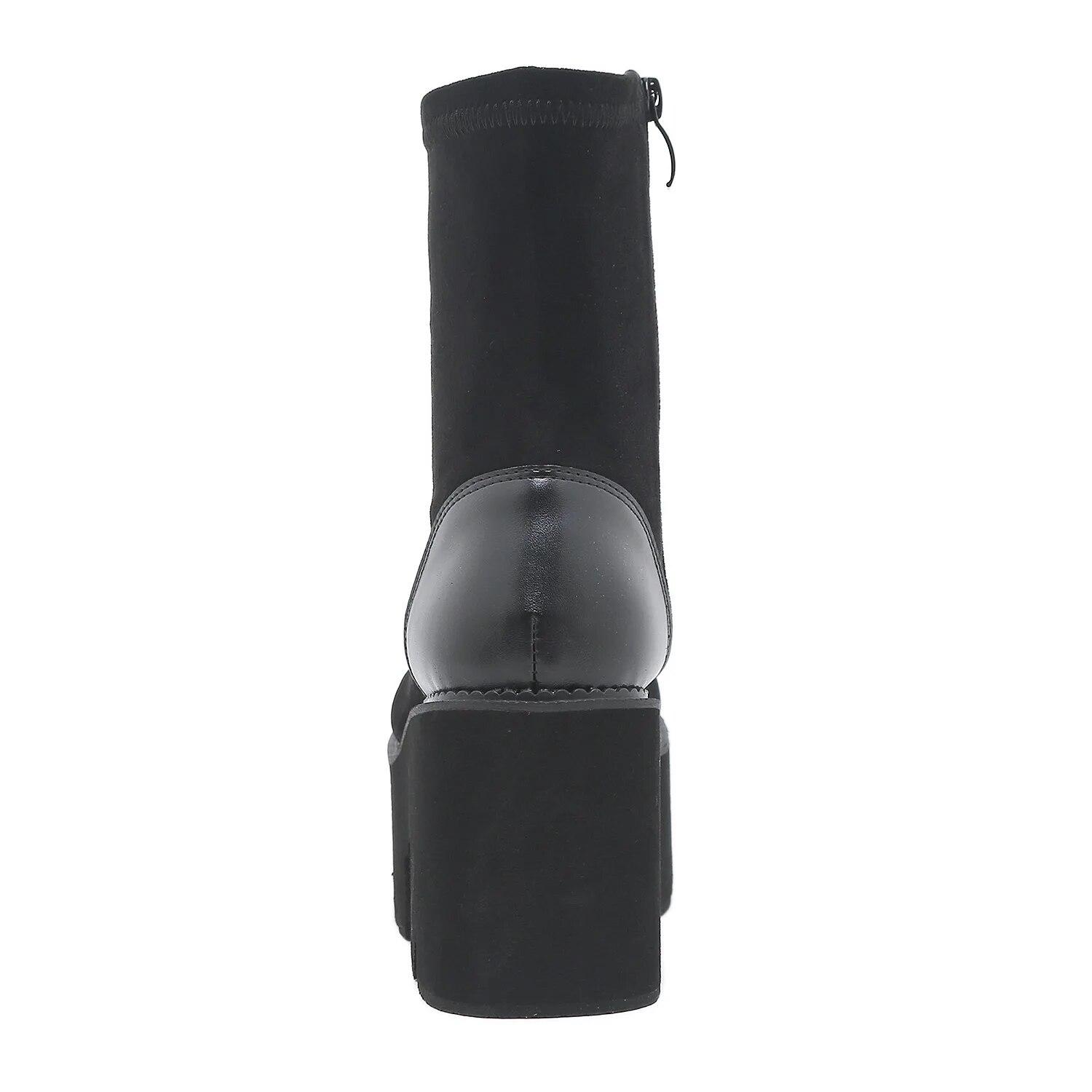 Осенне-зимние новые модные женские ботинки на толстой подошве и толстом каблуке — фото 8