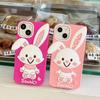 Cartoon Cute Rabbit Phone Case Compatible for iPhone 14 13 12 Pro Max 11 7 Plus Pink Stereoscopic Silicone Protective Cover